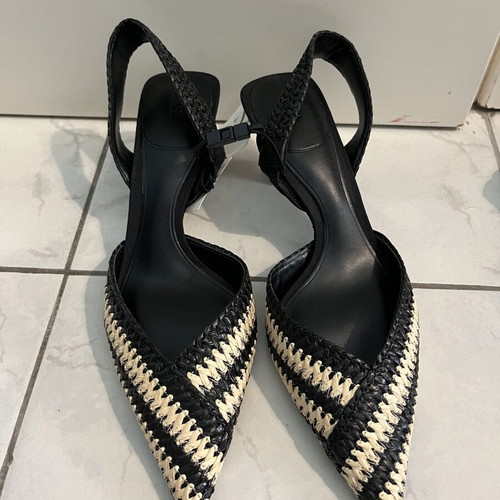 Zara straw sandals new, size 38, black and beige