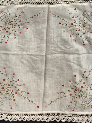 Handmade embroidery square table linen 76 cm, new