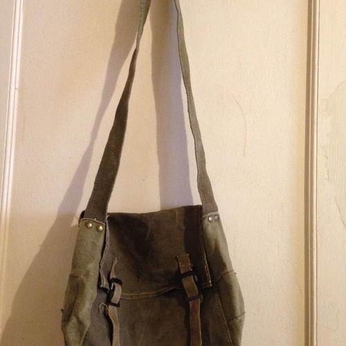 Vintage Military Messenger Bag used, khaki crossbody