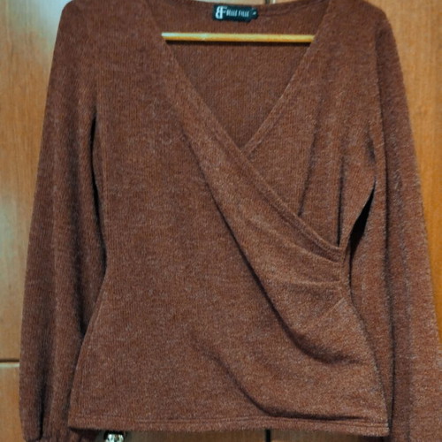 Wrap blouse size S new, brown and orange