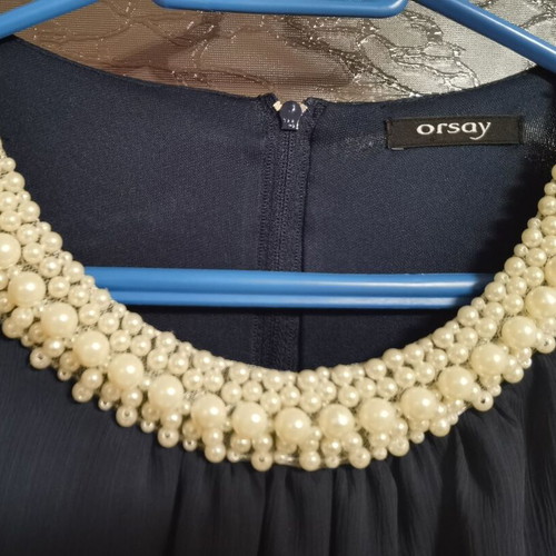 Orsay dark blue dress like new with pearls, formal for young girl