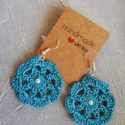 Crochet earrings with small pearl new