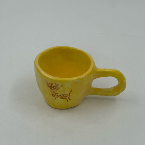 Handmade ceramic mug Yellow Art Eleftheria Sifnaiou new