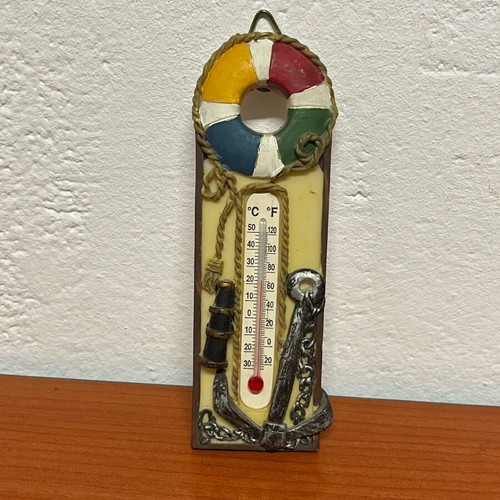 Decorative wall thermometer used, length 12cm