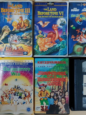 VHS tapes used, pack of 6 children's movies