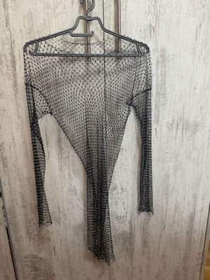 Beach dress shiny like new with knitted Swarovski black and silver