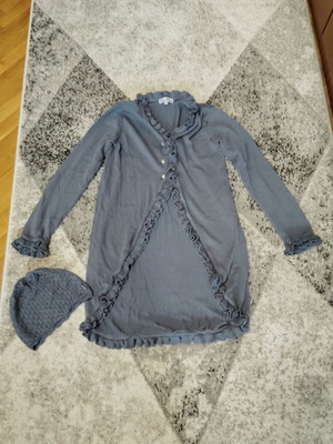 Pom Pom Gray Cardigan and Hat Like New for Girls