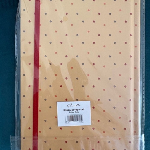 Notebook beige with colorful polka dots, new, 21 cm x 14.5 cm
