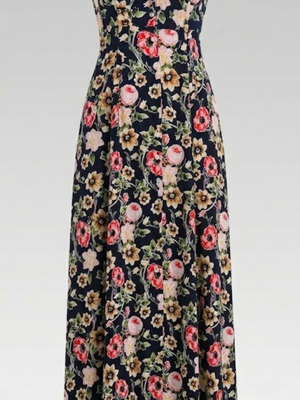 Long Floral Backless Dress