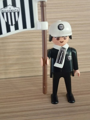 Playmobil Kalamata Fan Figure like new with flag, scarf, and hat