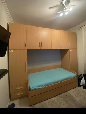 Bedroom furniture set new with bed, wardrobe, shelves and desk