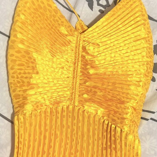 Next Yellow Satin Evening Dress like new, sizes S M