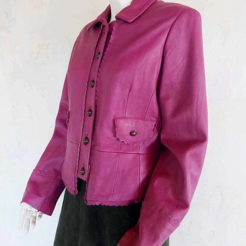 Vintage purple leather jacket Tintoretto used, size L