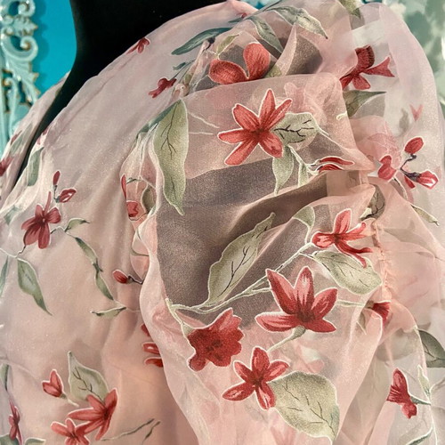 Floral sapio milo blouse with puff sleeves like new, size M