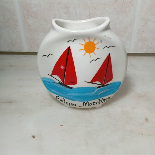 Ceramic souvenir vase from Mytilene like new
