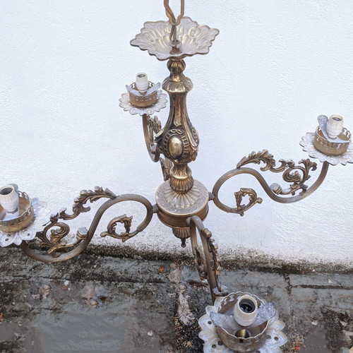 Vintage brass chandelier 5 lights used, classic retro design