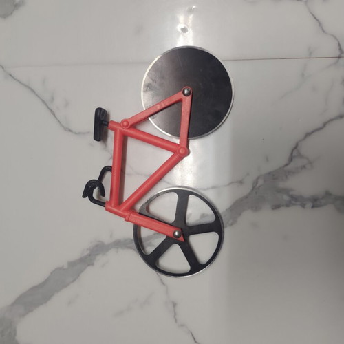 Pizza cutter bicycle with stainless steel blades