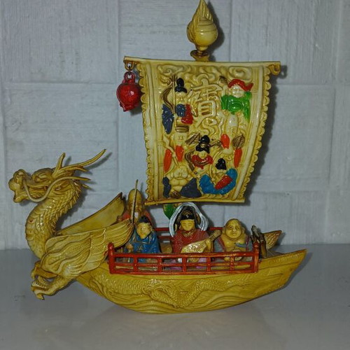 Vintage ιαπωνικό διακοσμητικό πλοίο δράκος 17cm μεταχειρισμένο, με ελλείψεις