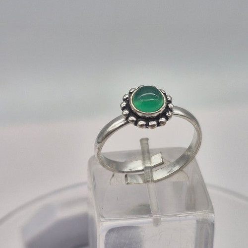 Green Aventurine Crystal Silver Plated Adjustable Ring