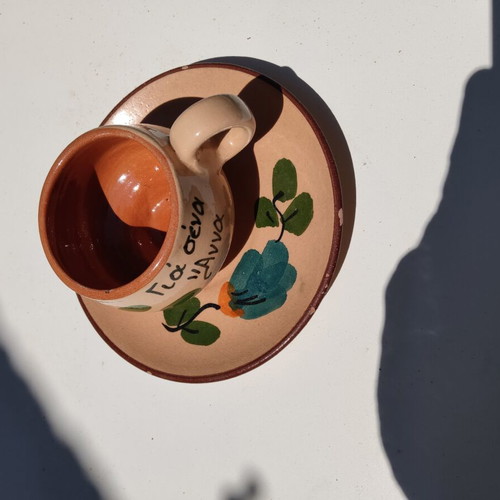 Anna coffee cup, handmade ceramic with saucer