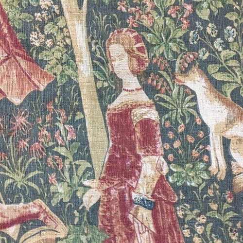 French tapestry used, large medieval-style replica