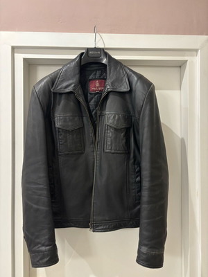 John & George leather jacket used, black, size XL