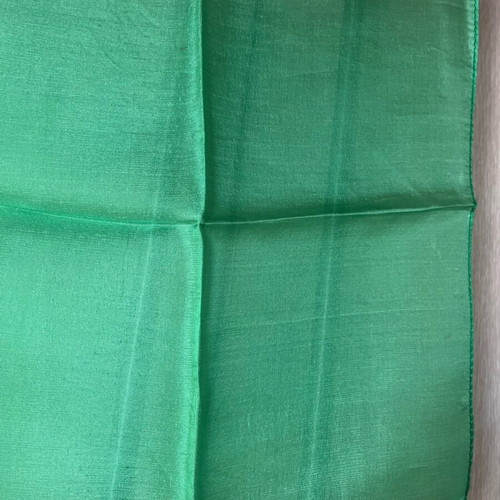 Silk pocket square used, emerald green