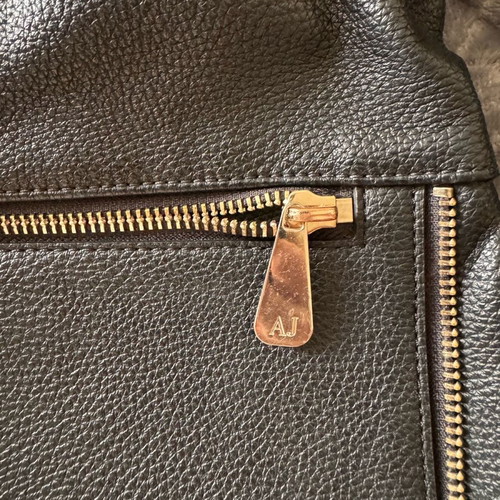 Armani Jeans leather backpack used, black with gold details