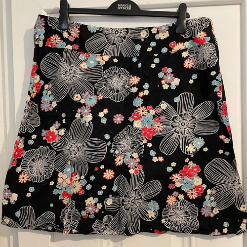 Etam A line mini skirt 60s style used, summer floral UK 18 EU 46