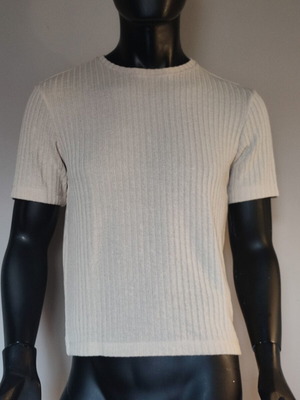H&M men's short sleeve knit T-shirt, light beige