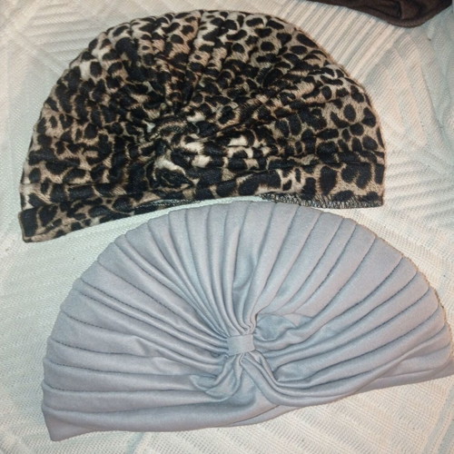 Turban new, pack of 2, light gray and leopard print