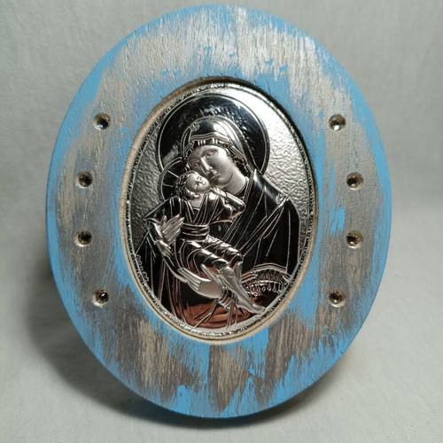 Virgin Mary Icon with Swarovski materials new