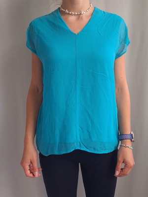Jigsaw women's blouse top size S, like new, turquoise silk modal cotton