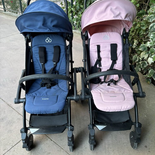Bumprider Connect 3 twin strollers like new, pack of 2, pink and blue