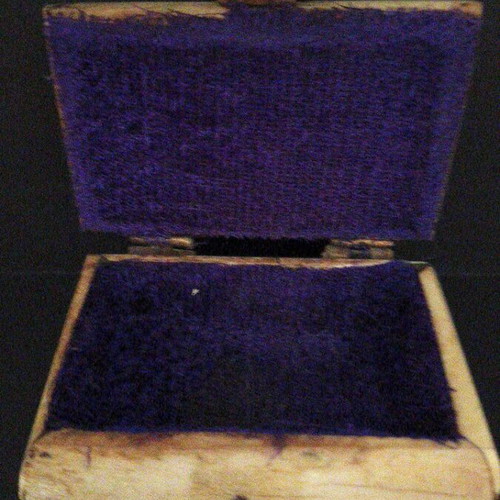 Vintage camel bone jewelry box with brass owl clasp