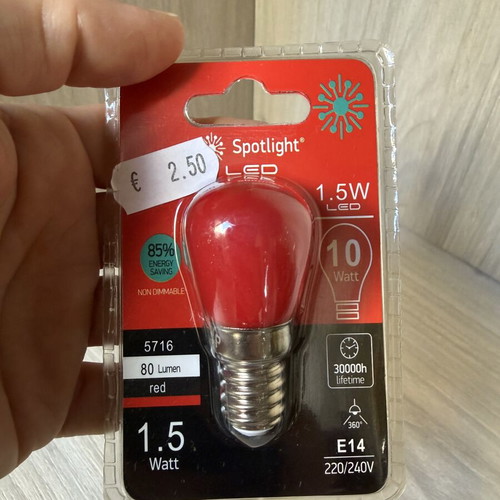 Red small LED light bulb E14 1.5W