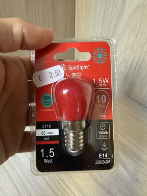 Red small LED light bulb E14 1.5W