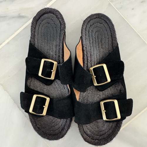 Manebi sandals like new, black leather straps