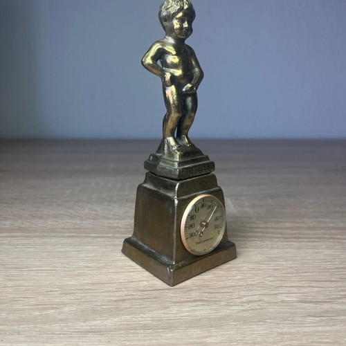 Brussels Thermometer used, vintage brass decorative item