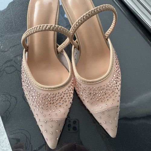 Sandals like new with rhinestones, size 36.5, beige and pink