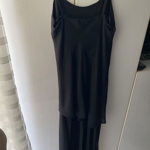 A.L.E. long black dress with straps and extra fabric, size M, viscose
