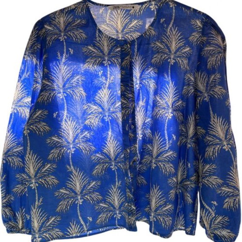 Zara blue shirt medium like new with palm tree print
