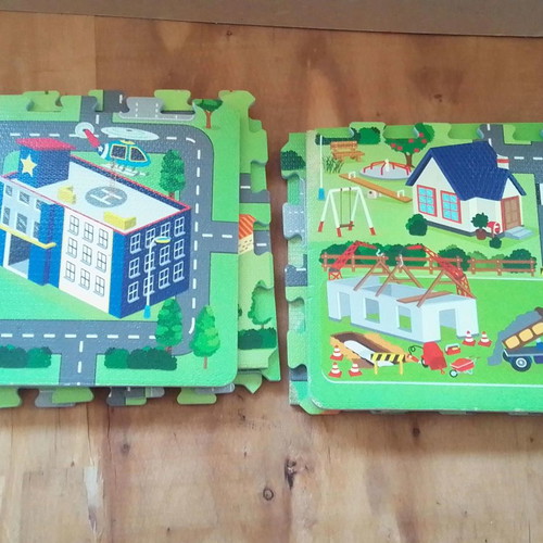 Children's floor puzzle used Road Track with 9 squares 30x30