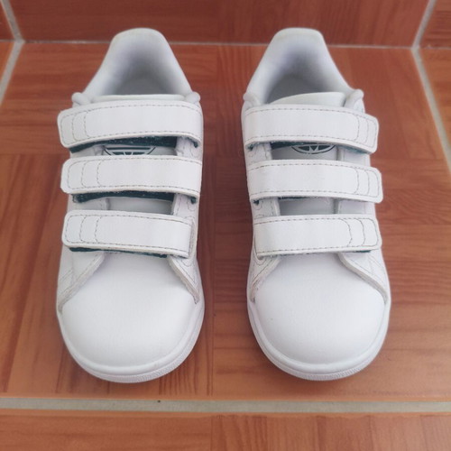 Adidas Stan Smith CF I Kids Sneakers Size 27 Like New White Green