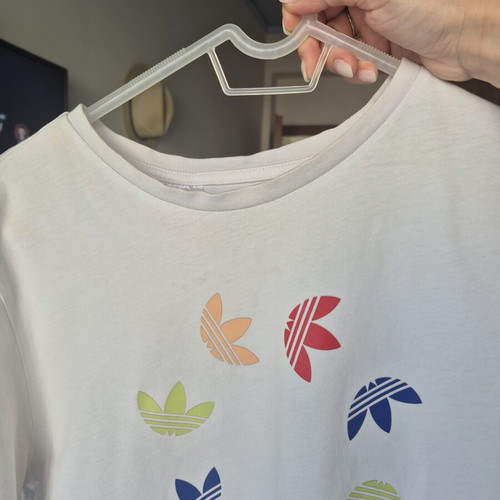 Adidas t-shirt used with yellowing and stains, women's XS-S