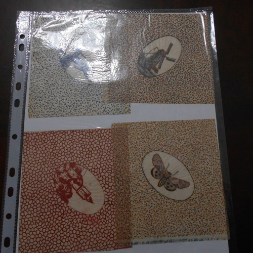 Napkins used, 4 small illustrated single sheets from the 50s