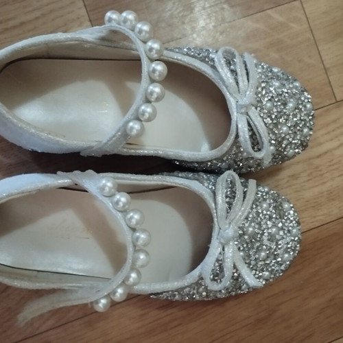 Girls' Ballerina Shoes silver, like new, size 30