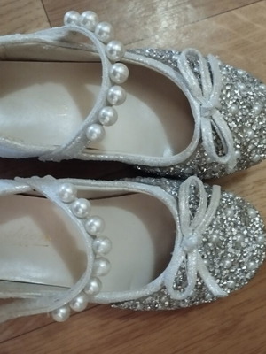 Girls' Ballerina Shoes silver, like new, size 30