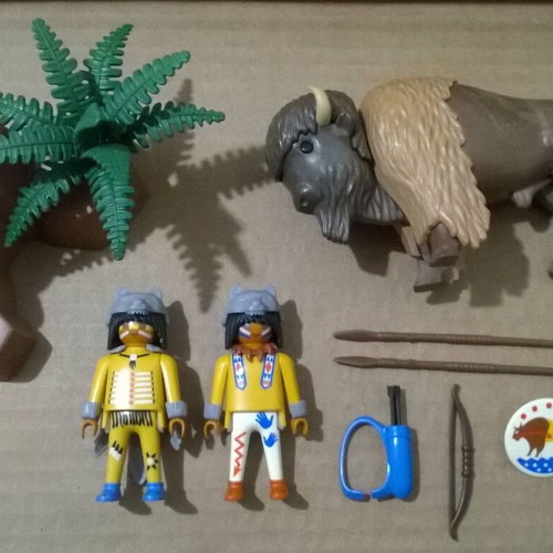 Playmobil Western 3874 Bison Hunters set used with box