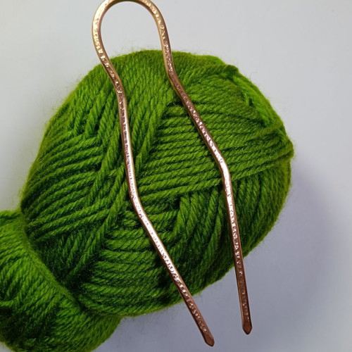 Wavy Hair Fork handmade, new, copper, 12 cm